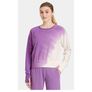 NEW JoyLab Amethyst Purple French Terry Cropped Sweatshirt